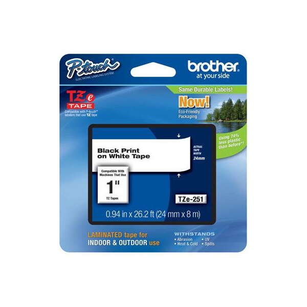 Brother Black On White 1" Tape TZE-251
